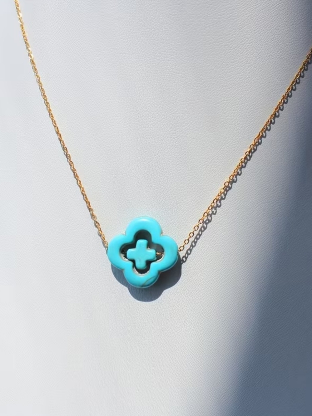 Gold Filled Turquoise Clover Necklace